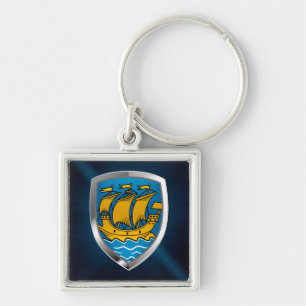 Saint Pierre and Miquelon Metallic Emblem Key Ring