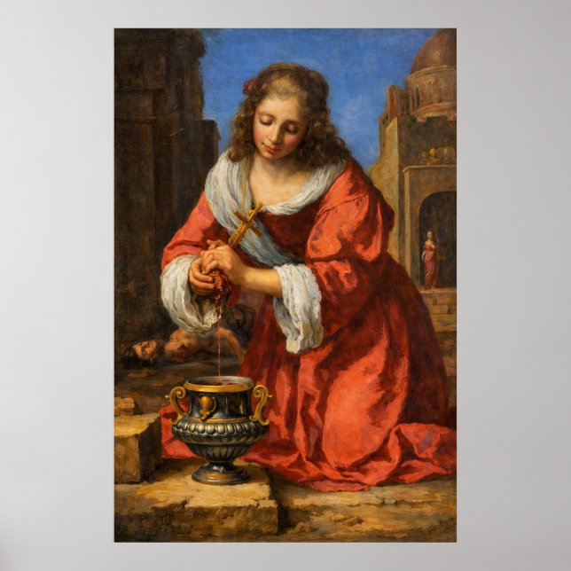 Saint Praxedis by Johannes Vermeer Poster (Front)