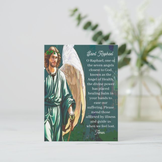 Saint Raphael Healing Archangel Angel Prayer Blank Postcard (Standing Front)