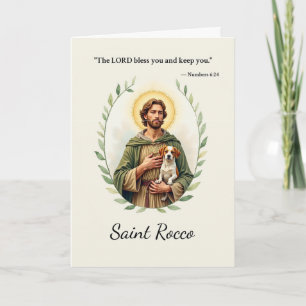 Saint Rocco Gods Peace with Scripture Card