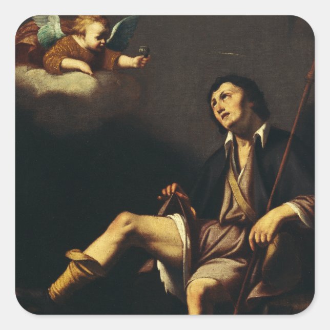 Saint Roch and the Angel by Guy François Square Sticker (Front)