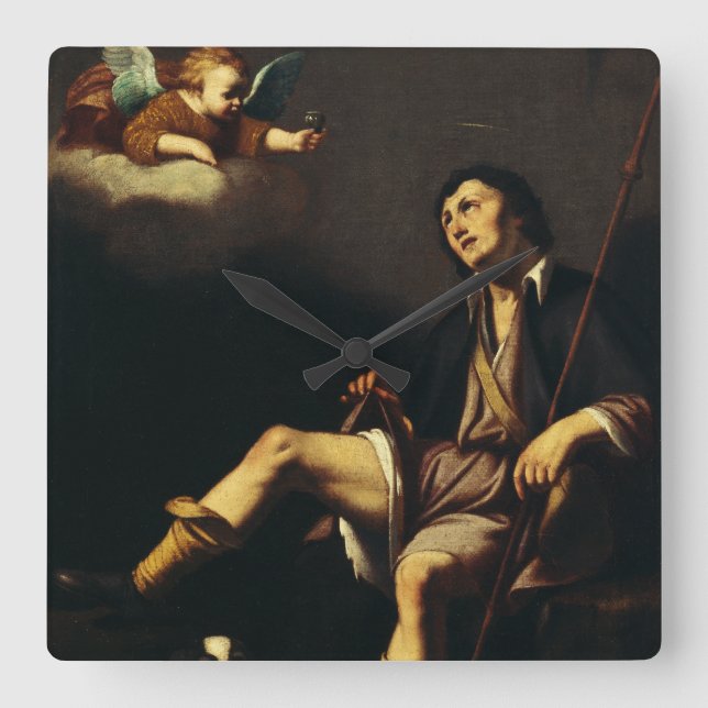 Saint Roch and the Angel by Guy François Square Wall Clock (Front)