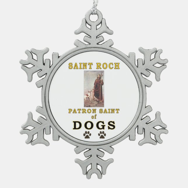 SAINT ROCH SNOWFLAKE PEWTER CHRISTMAS ORNAMENT (Front)