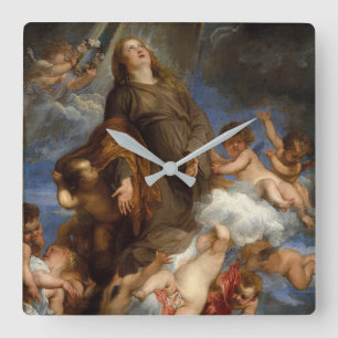 Saint Rosalie Interceding for the Plague-stricken Square Wall Clock