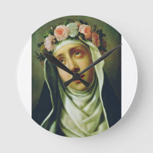 Saint Rose of Lima by Francesco de Mura Round Clock