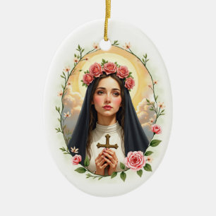 Saint Rose of Lima God’s Peace with Roses Ceramic Ornament