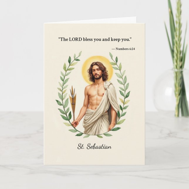 Saint Sebastian God's Peace and Blessings Scriptur Card (Front)