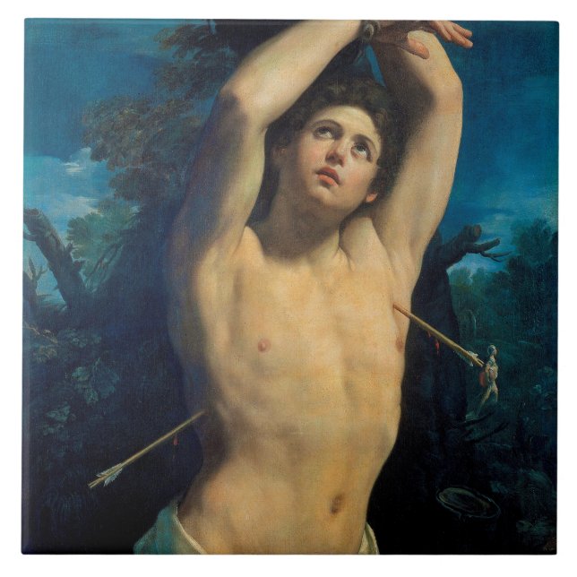 Saint Sebastian (St. Sebastian), Guido Reni Ceramic Tile (Front)
