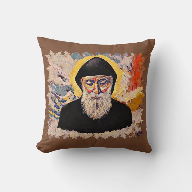 Saint Sharbel  Throw Pillow (Front)