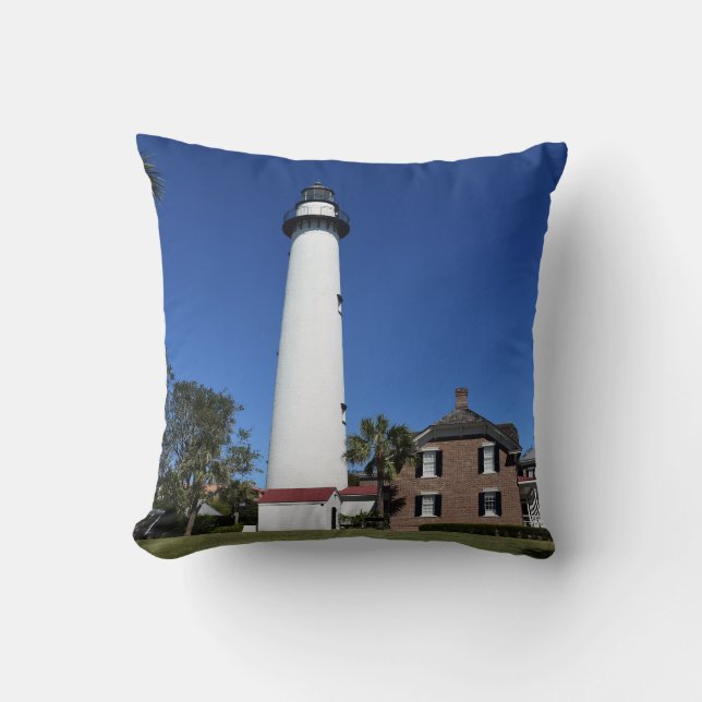 Saint Simons Island Lighthouse photo on a  Cushion (Front)
