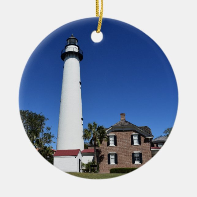 Saint Simons Island Picture created into a  Ceramic Ornament (Front)