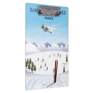 Saint-Sorlin d'Arves France ski poster Clipboard
