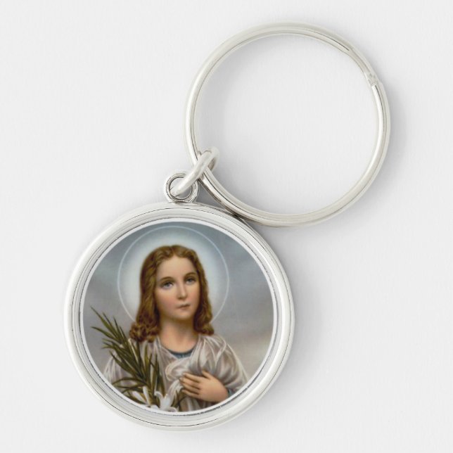 Saint St. Maria Goretti Lily Girl Key Ring (Front)