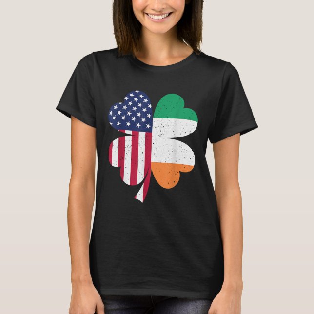 Saint St Patricks Day Irish American USA Shamrock  T-Shirt (Front)