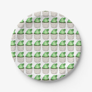 Saint St. Patrick's Day Party Shamrock Cupcake Paper Plate