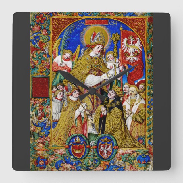 Saint Stanislaus Bishop and Martyr Square Wall Clock (Front)