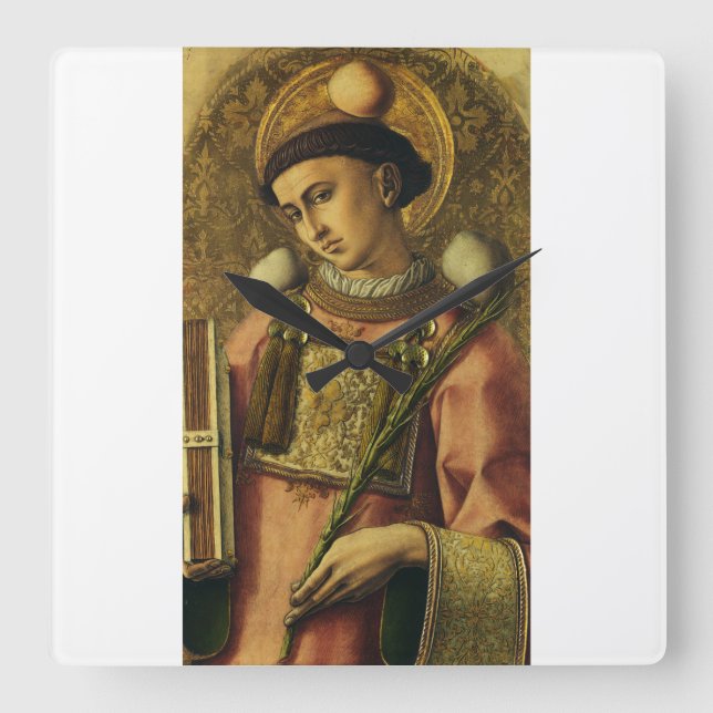 Saint Stephen Apostle of the Seventy Protomartyr Square Wall Clock (Front)