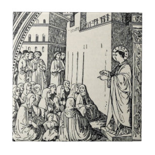 Saint Stephen Preaching by Fra Angelico Ceramic Tile