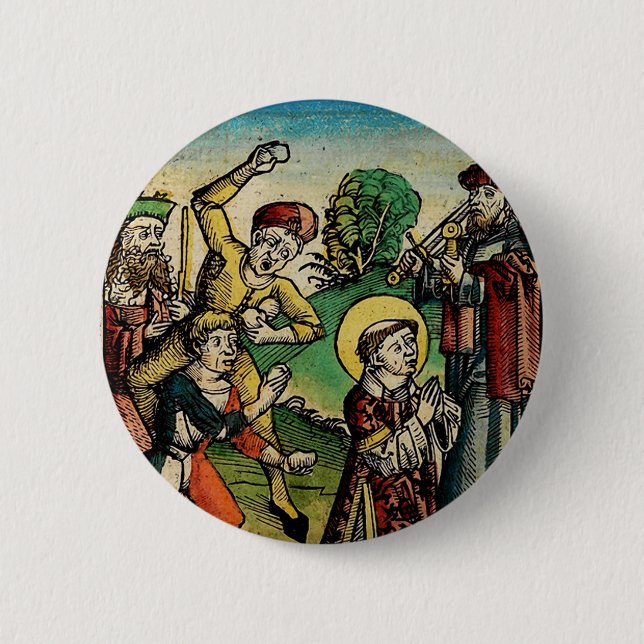 Saint Stephen the Protomartyr Fine Art Iconography 6 Cm Round Badge (Front)