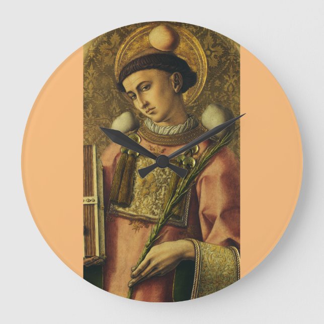 Saint Stephen the Protomartyr Fine Art Iconography Large Clock (Front)