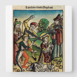 Saint Stephen the Protomartyr Fine Art Iconography Square Wall Clock