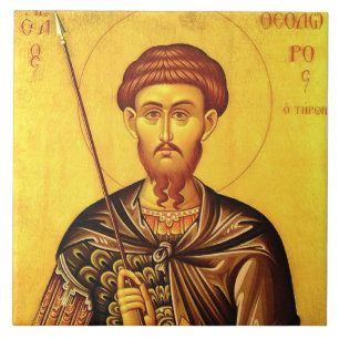 Saint Theodore Tiron orthodox icon Ceramic Tile