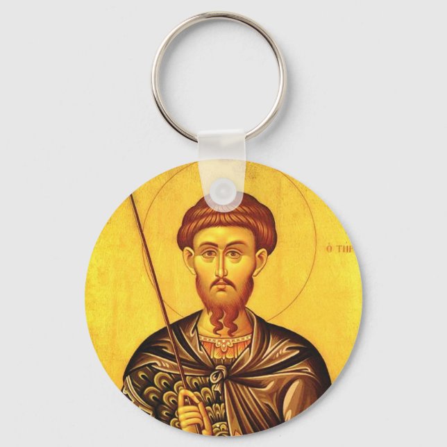 Saint Theodore Tiron orthodox icon Key Ring (Front)