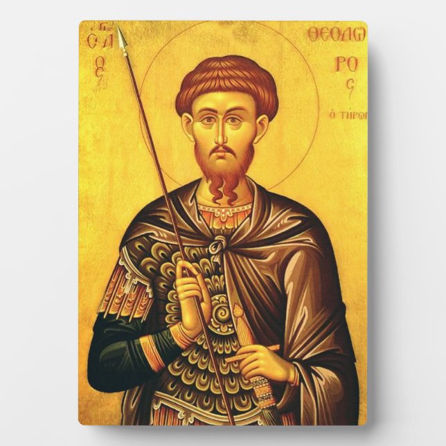 Saint Theodore Tiron orthodox icon Plaque (Front)