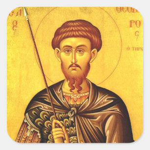 Saint Theodore Tiron orthodox icon Square Sticker