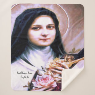 Saint Therese of Lisieux Sherpa Blanket