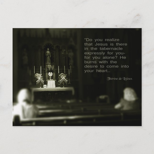 Saint Therese on Eucharistic Adoration Postcard (Front)