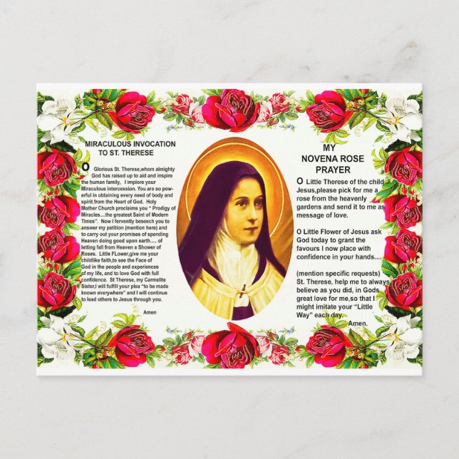 Saint Therese The Little Flower Of Jesus Postcard (Front)