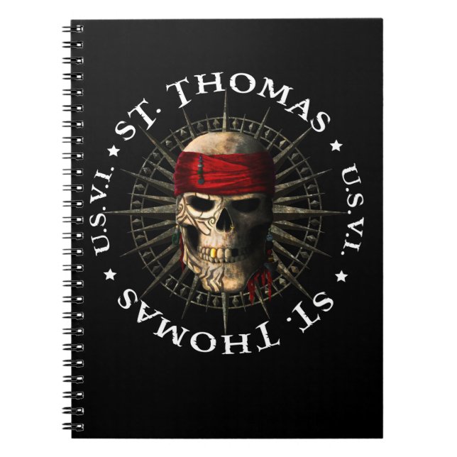 Saint Thomas USVI Pirate Skull Notebook (Front)