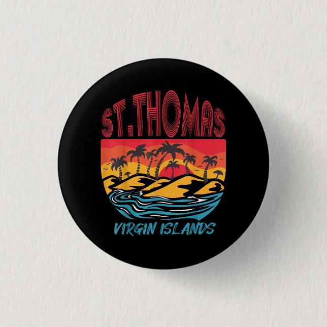 Saint Thomas Virgin Islands Surfing Beach Ocean Va 3 Cm Round Badge (Front)