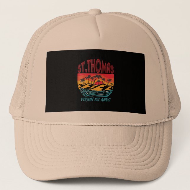 Saint Thomas Virgin Islands Surfing Beach Ocean Va Trucker Hat (Front)