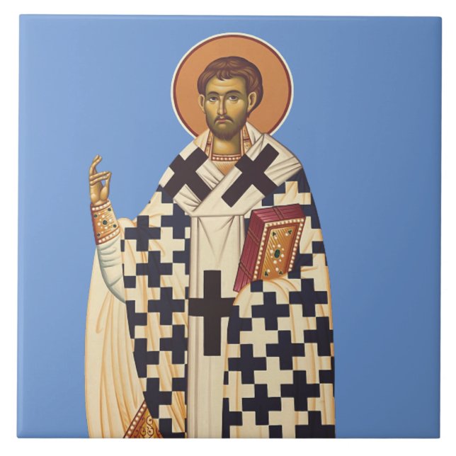 Saint Timothy of Ephesus Traditional Orthodox Art Ceramic Tile (Front)