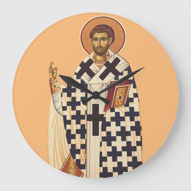 Saint Timothy of Ephesus Traditional Orthodox Art Large Clock (Front)
