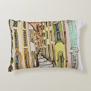 Saint-Tropez Buildings French Riviera, France Decorative Cushion