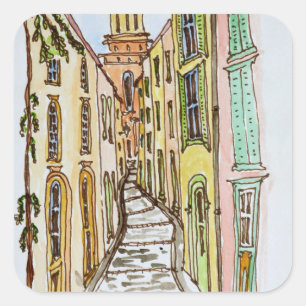 Saint-Tropez Buildings   French Riviera, France Square Sticker