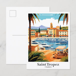 Saint Tropez France Travel Illustration Postcard