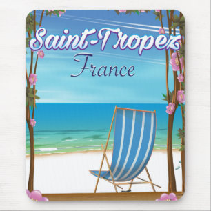 Saint-Tropez France Travel poster Mouse Pad