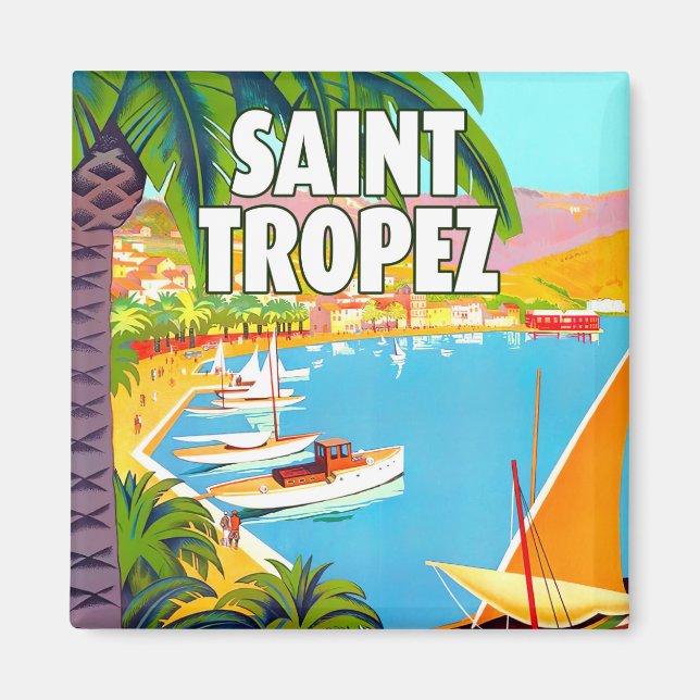 Saint Tropez France vintage travel magnet (Front)