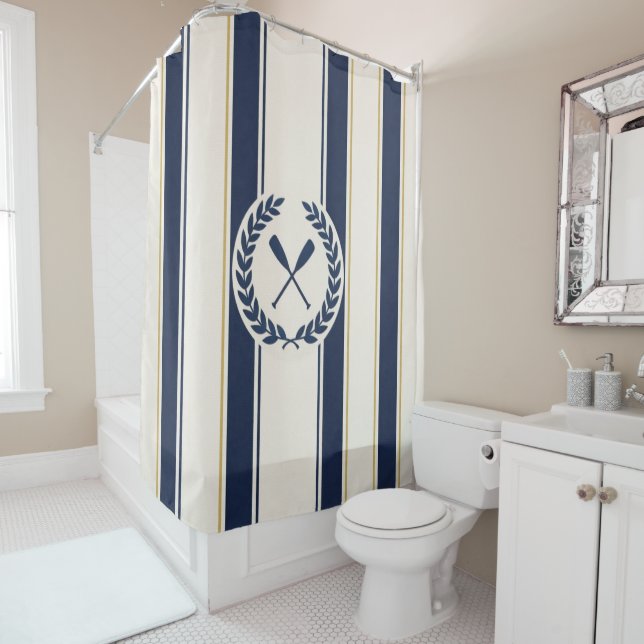 Saint-Tropez Row Club Shower Curtain (In Situ)