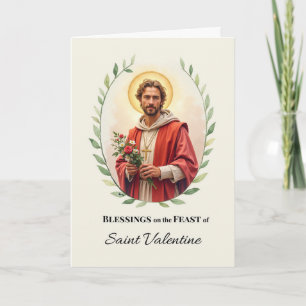 Saint Valentine Feast Day Blessings Watercolor Card