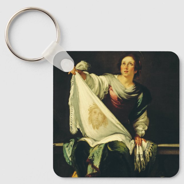 Saint Veronica by Bernardo Strozzi Key Ring (Front)