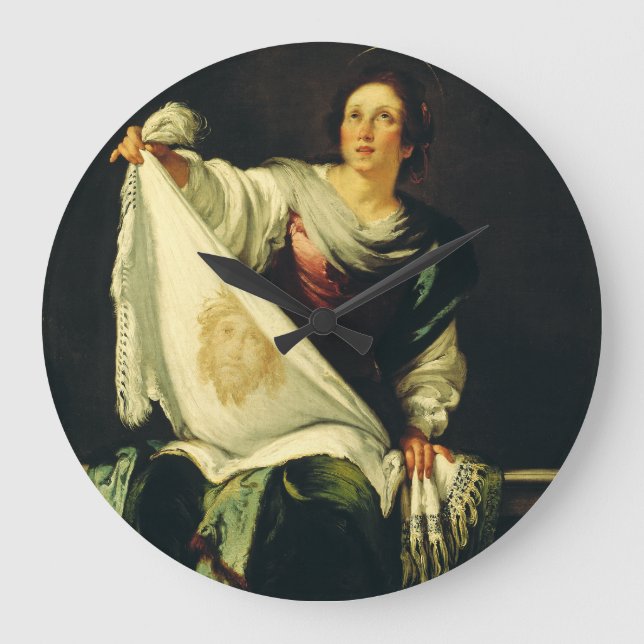 Saint Veronica by Bernardo Strozzi Large Clock (Front)
