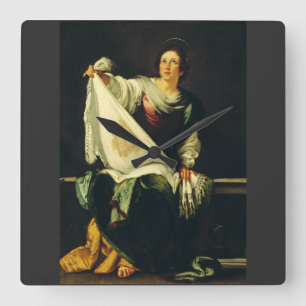 Saint Veronica by Bernardo Strozzi Square Wall Clock