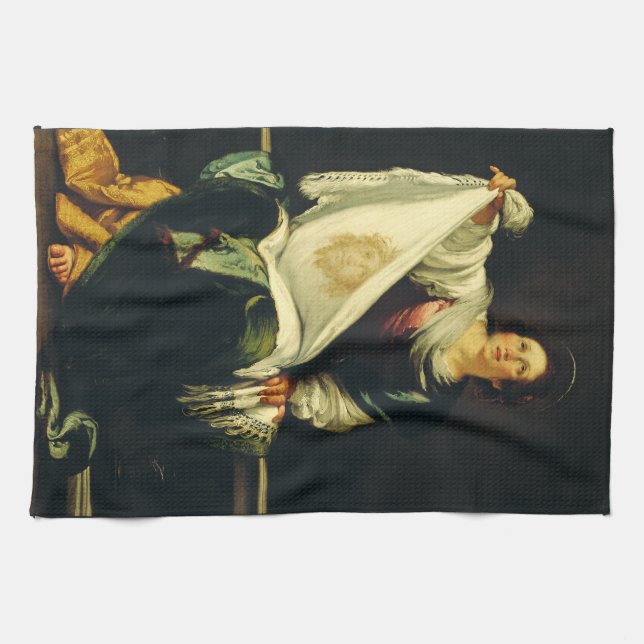 Saint Veronica by Bernardo Strozzi Tea Towel (Horizontal)