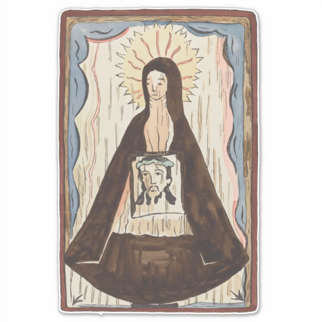Saint Veronica Jesus face vintage art painting (Front)
