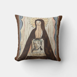 Saint Veronica Jesus face vintage art painting Cushion